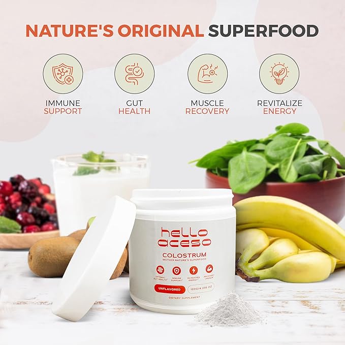 Colostrum Powder (Unflavored) - Immune Support & Energy Boost - Superfood Supplement - Colostrum for Women & Men - Dietary Supplement for Gut Health