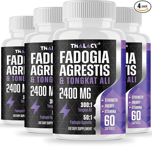 2400mg Fadogia Agrestis Tongkat Ali Supplement - Fadogia Agrestis 1400mg & Tongkat Ali 1000mg Ultra Blend, Maximum Strength, Muscle Mass & Athletic Performance, 240 Softgels