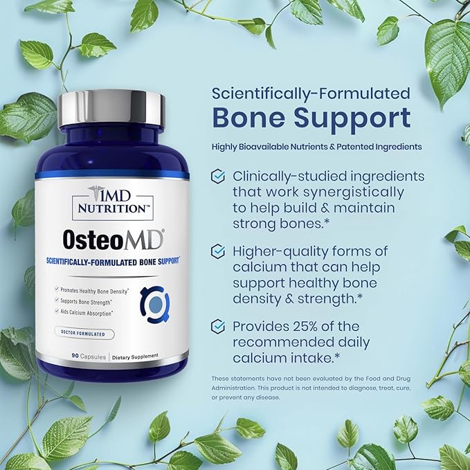 1MD Nutrition OsteoMD for Comprehensive Support - Supplement for Women and Men - Promote Density w/Vitamin D - Hydroxyapatite w/Vitamin D3 & K2-90 Capsules