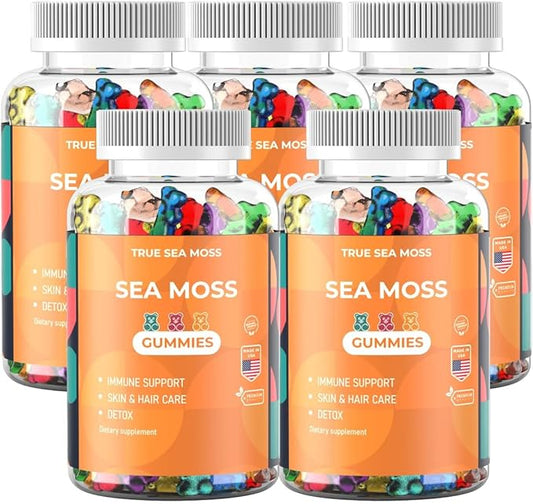 Natural Sea Moss Gummies – Contains Irish Sea Moss + Burdock Root + Bladderwrack – 60 Gummies for Stronger Immune, Healthier Skin & Hair, Detox – Great for Kids & Adults, Made in USA (5)