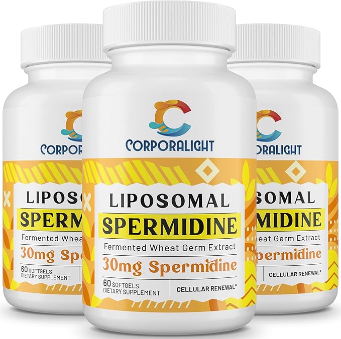 30mg Spermidine Supplement, Liposomal Spermidine, High Absorption, More Potent Than Spermidine 3HCL, Fermented Wheat Germ Extract, Spermidine for Women & Men, Cellular Renewal, Longevity, 180 Softgels