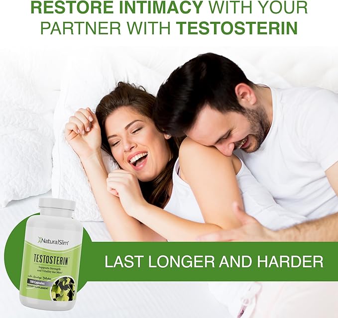 NaturalSlim Testosterin Mens Multivitamins Testosterone Booster - Testosterone Supplement with Vitamin B3, Zinc, Proprietary Blend & Testofen for Muscle Support, Stamina & Metabolism - 180 Capsules