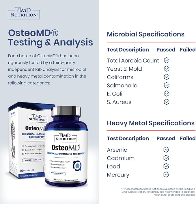 1MD Nutrition OsteoMD for Comprehensive Support - Supplement for Women and Men - Promote Density w/Vitamin D - Hydroxyapatite w/Vitamin D3 & K2-90 Capsules
