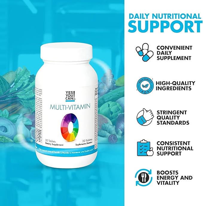Yes You Can! Daily Multivitamins for Men and Women - Helps Assist Overall Health & Well-Being, Contains Antioxidants, Rich in Vitamin A, B, C & E - Daily Vitamins - 30 Tablets - 1 Pack