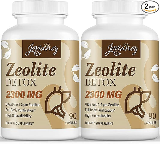 2300 MG Zeolite Detox Capsules, Organic Activated Charcoal, Bentonite Clay, 1-2 µm Clinoptilolite, Maximum Absorption, Gut Liver Detox Cleanse Full Body for Women Men, 180 Capsules