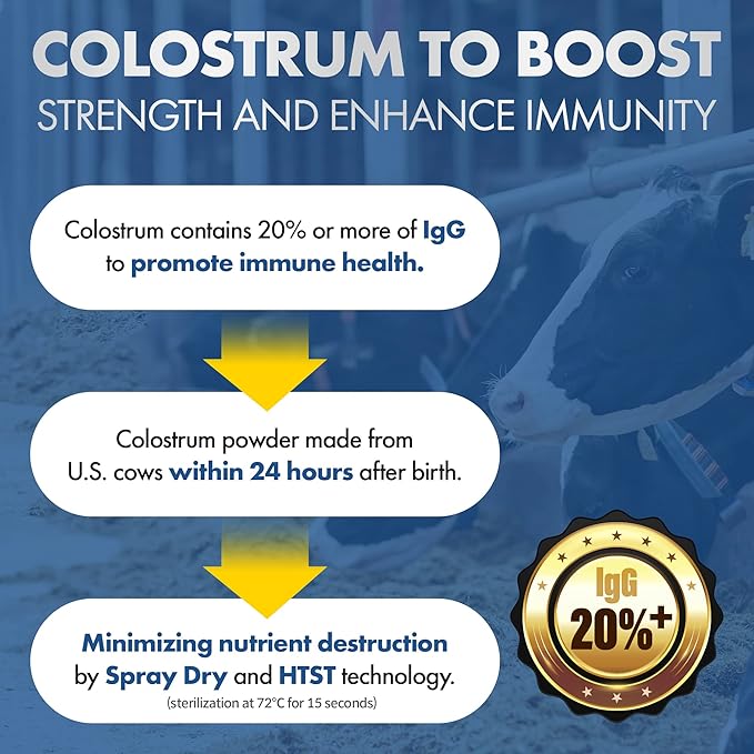 3 Pack Bundle Colostrum Protein Powder, Fortifying Muscle with WPC, WPI, ISP, Collagen, Amino Acids, BCAAs, Vitamins Minerals Lactobacillus, Rich Milk Flavor, 47.61oz