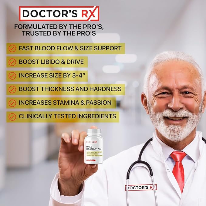 Doctor's RX Pills for Men Fast Acting ED Pills | #1 Rated Male EnIargement Support | Extreme Blood-Flow to Strengthen & Grow Stiffer Hard-On's | 19 Dr. Recommended Ingredients | Max Dosage - 60 Pills