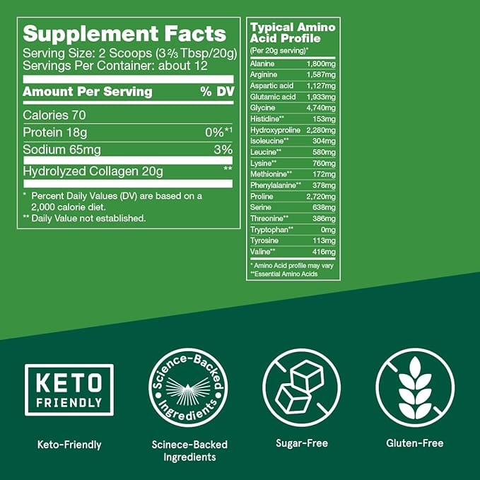 Bulletproof Collagen 18g Protein Powder, 8.5 oz, Unflavored