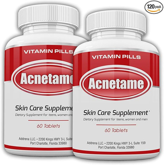 Acne Pills 2 Pack 120 Pills- Vitamin Supplements for Acne Breakouts- Hormonal Pimple Tablets to Clear Oily Skin for Women, Men, Teens, and Adults