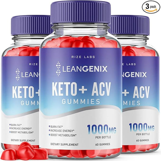 (3 Pack) Leangenix Keto ACV Gummies, Leangenix Keto + ACV for Advanced Weight Loss, Leangenix Keto to Burn Fat and Use as Main Source of Energy, Leangenix Gomitas, Supplement Review (180 Gummies)