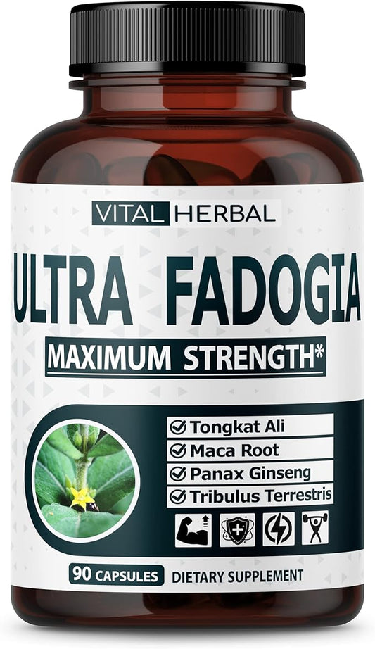 Ultra Fadogia Agrestis 10:1 Extract with Tongkat Ali Capsules - Equivalent to 9570 mg - Maximum Strength with Ginseng Maca Root Tribulus - Boost Energy Muscle Buider (90 Count (Pack of 1))