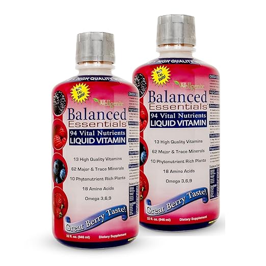 Wellgenix Balanced Essentials Plus New Formula - Berry Flavor 32oz (Pack of 2) - Liquid Vitamin - Complete Multivitamin Supplement - Immune Boosting & Overall Health - Adults, Kids, Toddlers