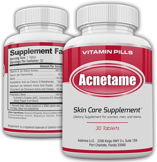 Acne Pills 30 Day- Supplements for Acne Vitamin Treatment- Tablets to Clear Oily Skin for Women, Men, Teens, and Adults