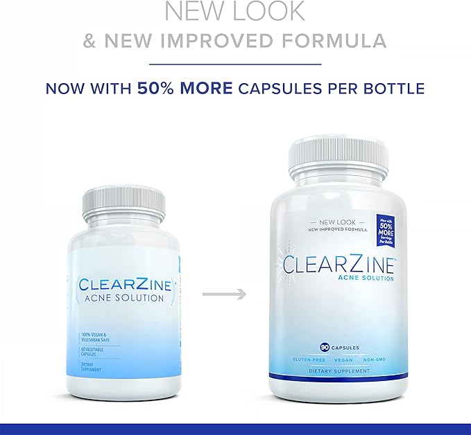 Acne Pills for Teens & Adults | Clear Skin Supplement, Vitamins for Hormonal & Cystic Acne, 90 Caps