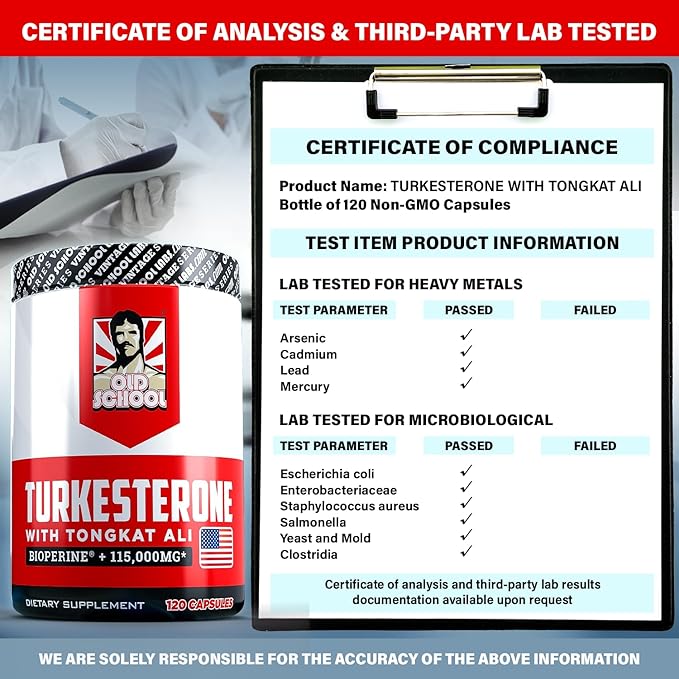 Turkesterone 15,000mg [Max Potency] + BioPerine® for High Absorption Supplement with Tongkat Ali - Increase Lean Muscle Growth & Recovery, Drive & Stamina - USA Made & Non GMO - 120 V Capsules