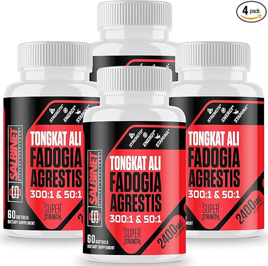 2400mg Fadogia Agrestis Tongkat Ali Supplements - Third Party Tested - 1400mg Fadogia Agrestis & 1000mg Tongkat Ali, Maximum Strength, Muscle Mass & Athletic Performance, 4 Packs