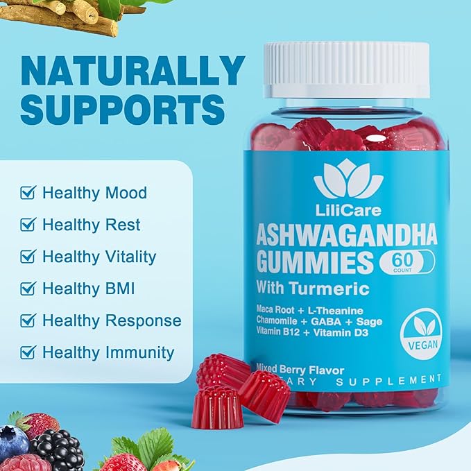 2 Pack Ashwagandha Gummies for Immune Support, 2000mg Organic Ashwa Root Extract Supplement for Women & Men - 120 Count