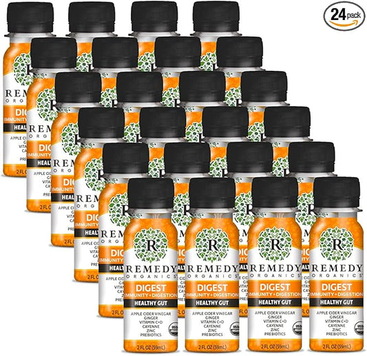 Remedy Organics Immunity Plus Shot, Digest 24-Pack | Boost Energy, Brain Function, Detoxification, and Metabolism | Certified-Organic Ingredients