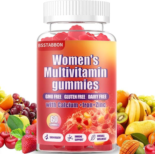 Women's Multivitamin Gummies Peach Flavor, Contains 6 Essential Vitamins (Vitamin A,B6,B12,C, D, E) and Multiple Mineral Values for Skin, Hair, Energy, Immune(60 Gummies) (60 Count)