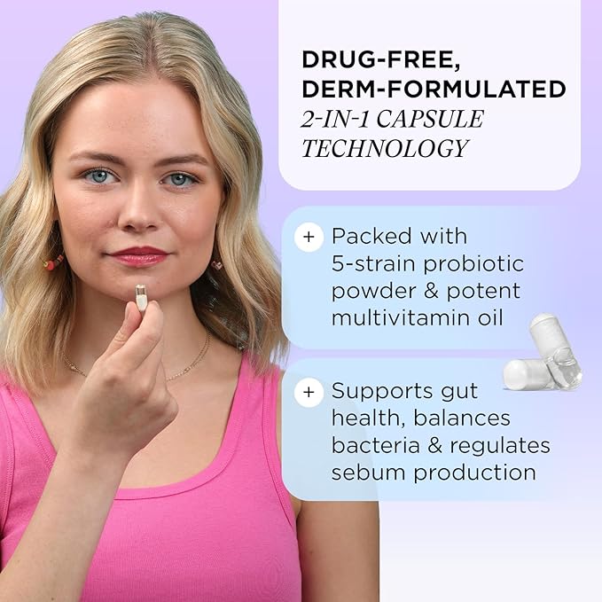 ZitSticka Vitamin Acne Supplement for Cystic Acne w/ 30 Natural Caps for Women and Men, Supplements for Hormonal Support, Skin Clarity, Dark Spots - Dermatologist Tested (Skin Discipline)