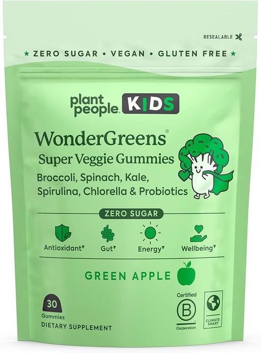 Plant People Kids WonderGreens Super Veggie Gummies for Kids (30 Count)