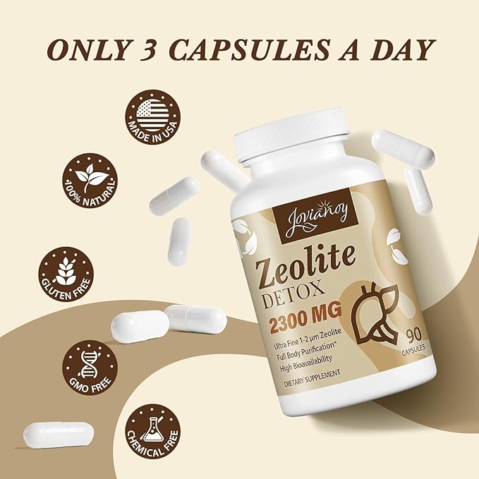 2300 MG Zeolite Detox Capsules, Organic Activated Charcoal, Bentonite Clay, 1-2 µm Clinoptilolite, Maximum Absorption, Gut Liver Detox Cleanse Full Body for Women Men, 360 Capsules