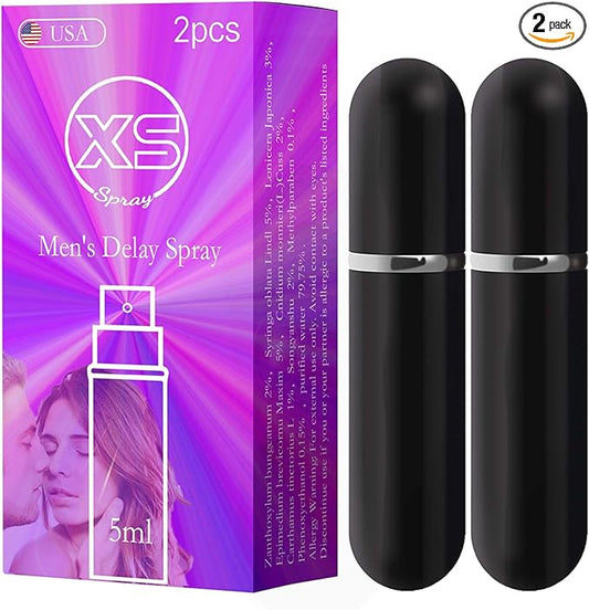 XS Spray - Enhancers - Desensitizing Delay Spray for Men clinically Proven to Help You Last Longer in Bed - Delay Without Losing Pleasure - Delay Sprayer, 5ml (2PC)