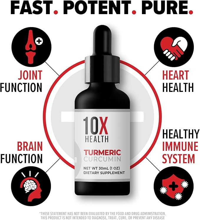 10X Health Turmeric Curcumin Supplement with Vitamin D3 & B12 - Immune Support, Heart Health, and Joint Supplements for Women and Men