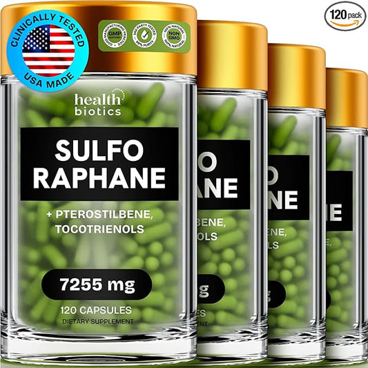 7255MG Sulforaphane Supplement Organic Broccoli Sprouts | Sulforaphane Kids & Adult | Organic Broccoli Florets & Broccoli Seeds | Stabilized Sulforaphane Glucosinolate | 480 Broccoli Pills (4 Packs)