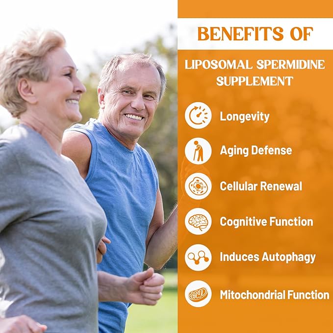 30mg Spermidine Supplement, Liposomal Spermidine, High Absorption, More Potent Than Spermidine 3HCL, Fermented Wheat Germ Extract, Spermidine for Women & Men, Cellular Renewal, Longevity, 180 Softgels
