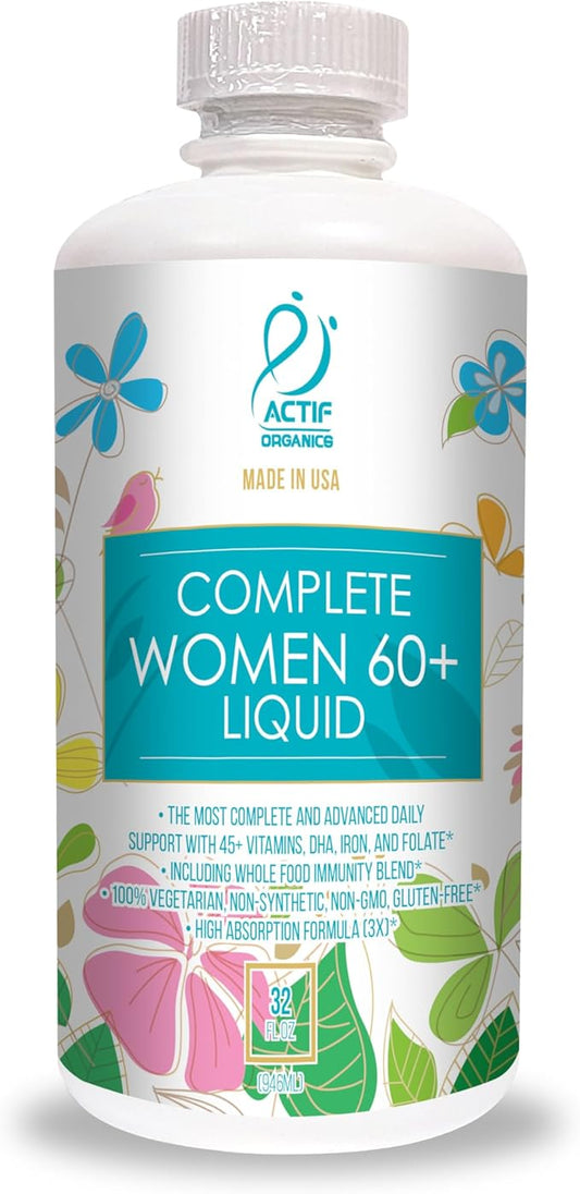 ACTIF Liquid Daily Multivitamin for Women Age 60+ with 45+ Advanced Factors – Non GMO, Made in USA, 32oz, Expiration Date: 10/2026