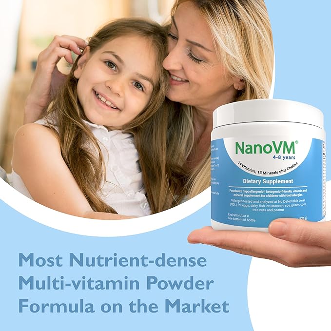 4-8 Years, Allergen-Free Kids Multivitamin, Unflavored Powdered Vitamins, Multivitamin Powder with 14 Vitamins & 13 Minerals, Low-Carbohydrate Vitamin Supplements, 275g - Solace Nutrition