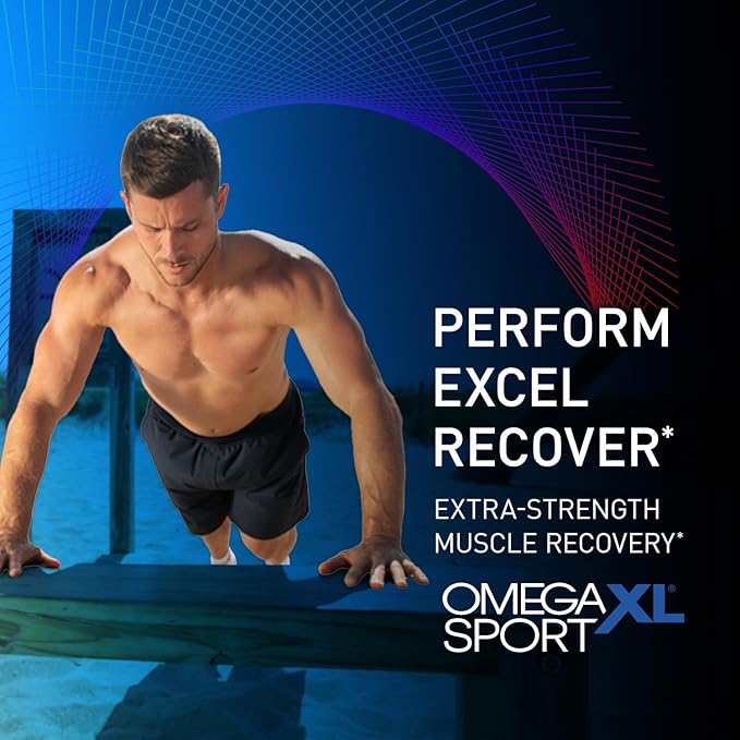 OmegaXL Sport Extra Strength Muscle Recovery Supplement and Respiratory Support Supplement - Improves DOMS and ROM, Clinically Supported Green-Lipped Mussel Oil (60 Softgels)
