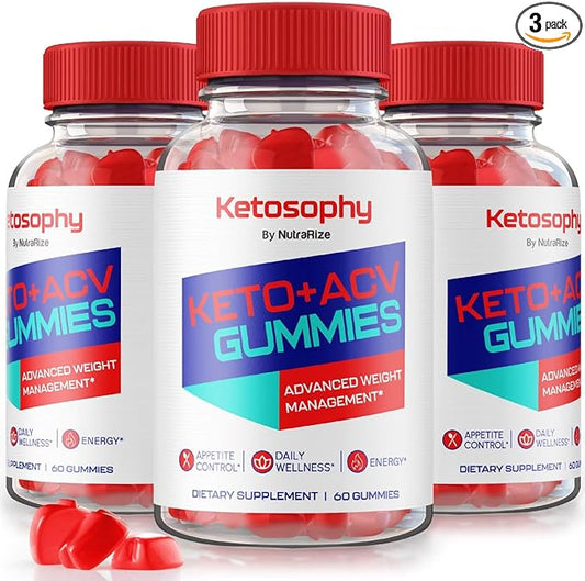(3 Pack) Ketosophy ACV Keto Gummies Advanced Weight Loss, Ketosophy ACV Keto, Apple Cider Vinegar Multi Supplement, Keto + ACV Ketosophy Vitamin Folic Acid KetosophyACV (180 Gummies)