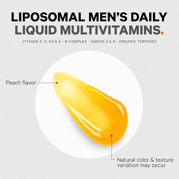 Codeage Daily Men Liquid Vitamins Supplement - Liposomal Multivitamin A, B, C, D, E, Biotin, Omega-3 & Omega-9 - Folate, Niacin, BlackBerry, Vegan - Sugar-Free & Non-GMO - 30 Pouches