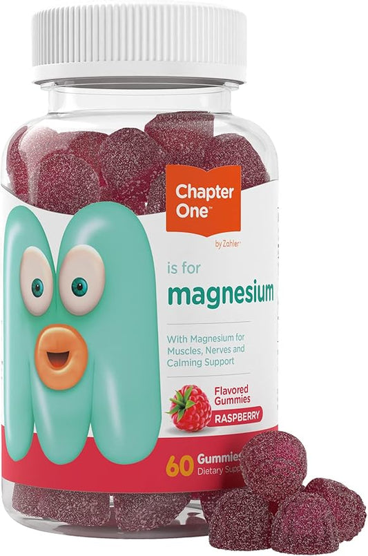 Chapter One Magnesium Gummies, Great Tasting Magnesium for Kids, Calm Kids Magnesium, Magnesium Gummies for Women and Men, Certified Kosher, (60 Flavored Gummies)