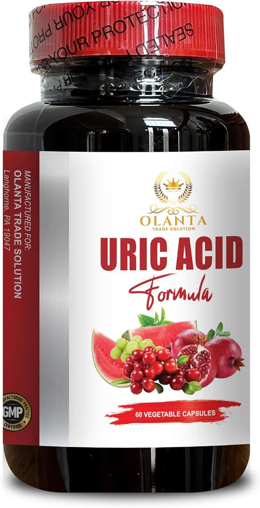 URIC Acid Formula - Kidney Herbal Supplements Pills, Natural Uric Acid, Uric Acid Control, Uric Acid Flush, Uric Acid Vitamins for Men and Women - 1 Bottle 60 Capsules