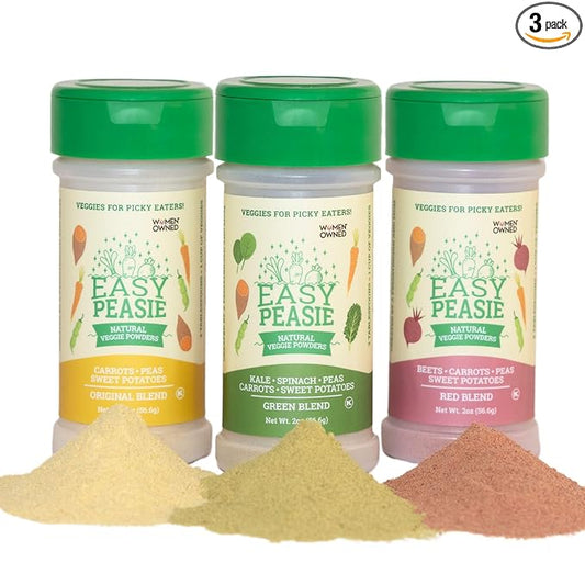 Easy Peasie Natural Vegetable Powders for Picky Eaters | Hidden Veggie Powder for Kids (3-Pack: Original, Green, Red - each 2 oz)