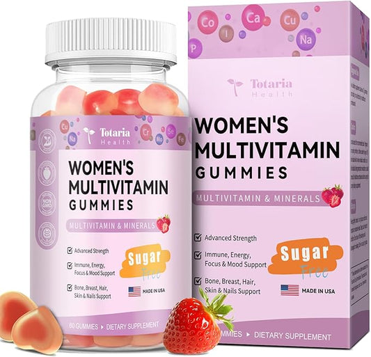 Sugar Free Multivitamin Gummies for Women 14+ w/Inositol, Iron, Folate, Biotin, 30 Day Supply, Vegetarian, Gummy Vitamins for Women | Sugar Free