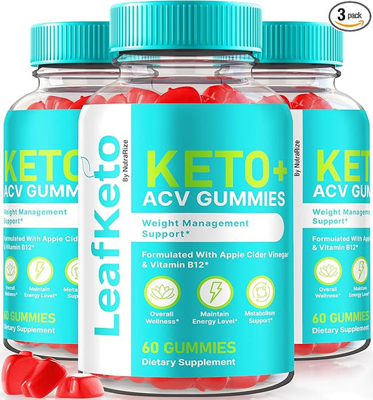(3 Pack) Leaf Keto ACV Gummies, Official Keto + ACV Supplement, Apple Cider Vinegar, Keto Plus ACV Gummy, All Natural LeafKeto, Leaf ACV Keto Gomitas Reviews (180 Gummies)