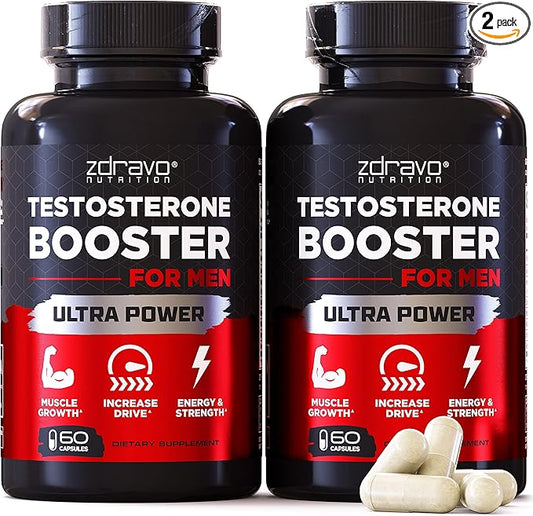 Testosterone Booster - Testosterone Supplement for Men - Workout Supplement for Muscle Growth, Libido, Stamina, Strength, Endurance - Male Enhancing Supplement Pills - Men's Test Booster - Tongkat Ali