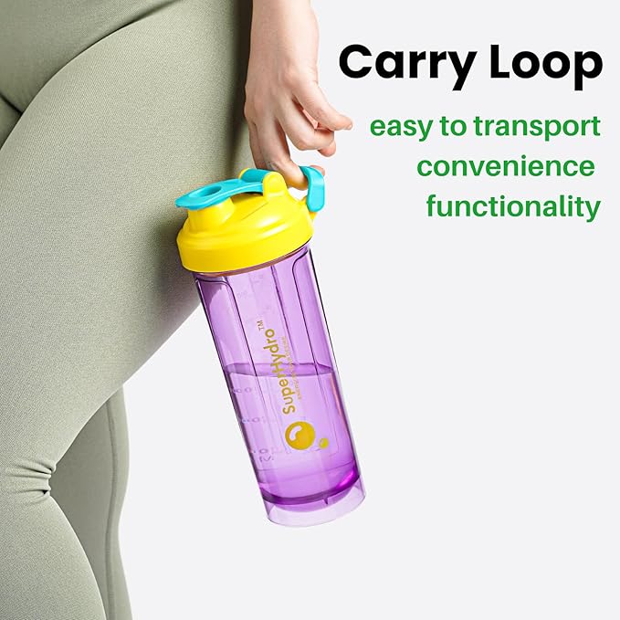 Super Hydro Protein Shaker Bottle [3 PACK] - 28 Oz. BPA-Free, Non-Toxic, Durable, Leak Proof, Eco-Tritan, Best for Travel, Sports, Fitness for Men & Women (Lemon Lavender, Rosy Bloom, Frosted Mint)