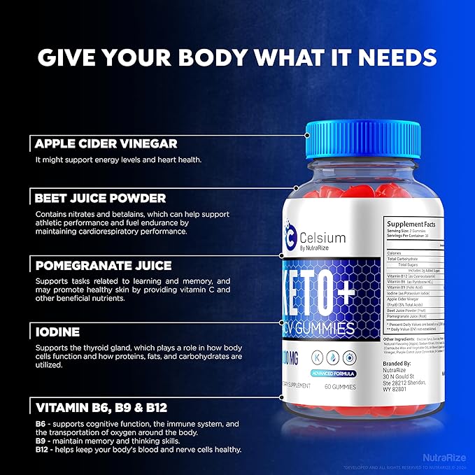 (3 Pack) Celsium Keto ACV Gummies, Celsium Keto + ACV Advanced Formula, Celsius Keto Plus 1000MG Apple Cider Vinegar, All-Natural Keto Official, Celsium Dietary Supplement, Reviews (180 Gummies)