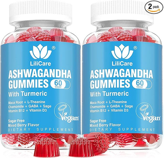 2 Pack Ashwagandha Gummies for Immune Support, 2000mg Organic Ashwa Root Extract Supplement for Women & Men - 120 Count