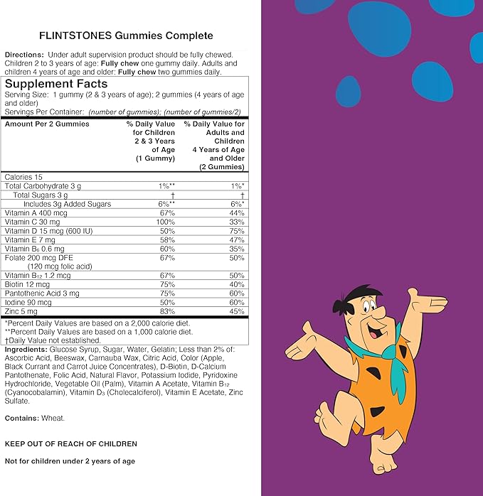 Flintstones Vitamins Complete Gummies, Kids Vitamins with Vitamin C for Toddlers and Children, Vitamins for Kids with Vitamin A, B6, B12, E & Zinc, 180 Count