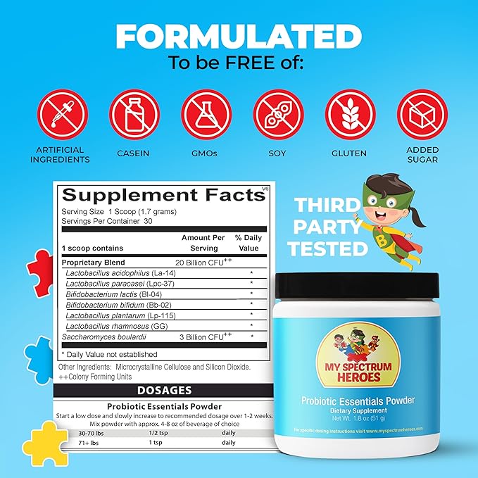 Probiotic for Kids - Helps Bowel Regularity, Digestion & Micronutrient Absorption, Maintain Gastrointestinal Balance, Children’s Gut Health and Digestive - 1.8oz (51g Powder)