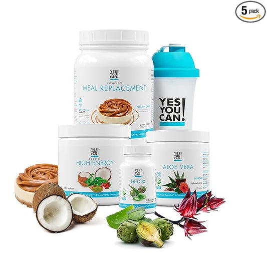 Yes You Can! Detox Plus Kit (Meal Replacement Duce de Leche, Aloe Vera Hibiscus) - Complete Meal Replacement Powder, High Energy Shake Booster, Aloe Vera Detox Supplement, Health Transformation