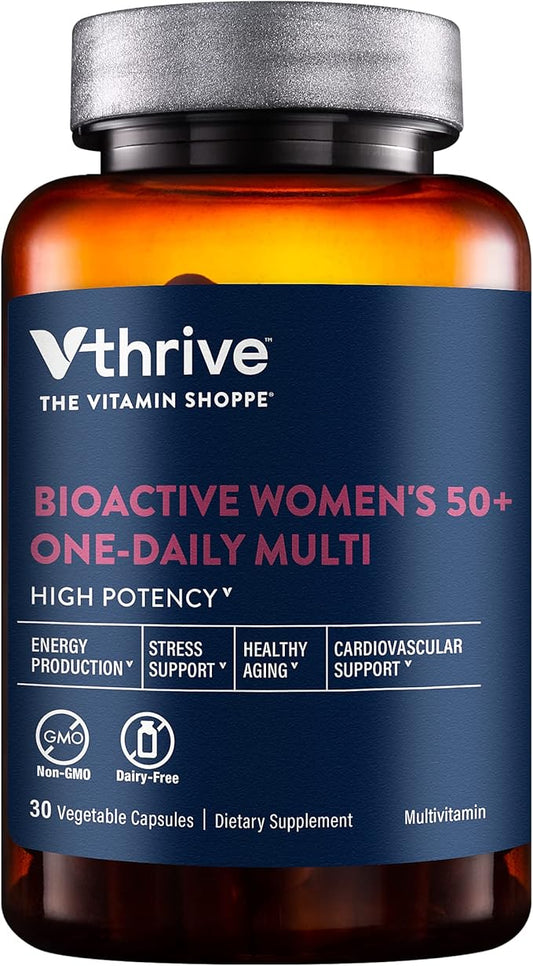 Vthrive Once-Daily Bioactive Multivitamin for Women 50+ Supports Stress Relief, Healthy Aging, & Overall Wellness with Essential Nutrients & Antioxidants (30 Vegetarian Capsules)