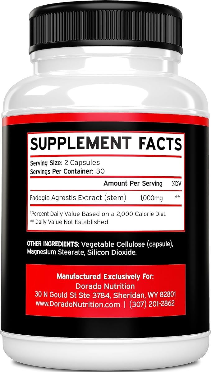 Fadogia Agrestis Extract 1000mg per Serving - [Maximum Strength] - Strength, Drive, Athletic Performance, Muscle Mass - Third Party Tested - Zero Fillers - Gluten Free, Non-GMO, Vegan Capsules