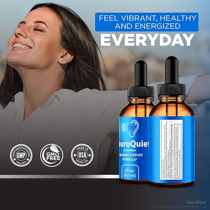 (2 Pack) NeuroQuiet Drops - Hearing Support Formula, Official NeuroQuiet to Support Cognitive Performance, All Natural Neuro Quiet to Maintain Auditory Health, Gotas Review (60 Servings)